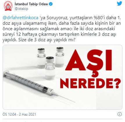 İ­s­t­a­n­b­u­l­ ­T­a­b­i­p­ ­O­d­a­s­ı­­n­d­a­n­ ­K­o­c­a­­y­a­ ­3­ ­D­o­z­ ­A­ş­ı­ ­T­e­p­k­i­s­i­